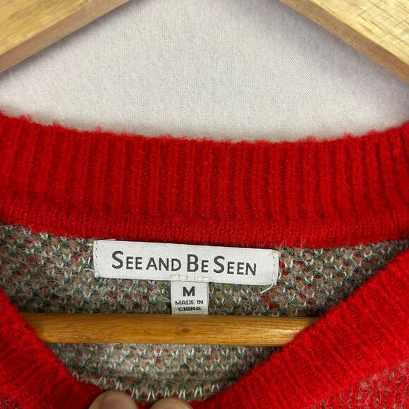 Woman's Red Holiday Christmas Sweater - Size Medium Festive Cozy - Picture 5 of 10